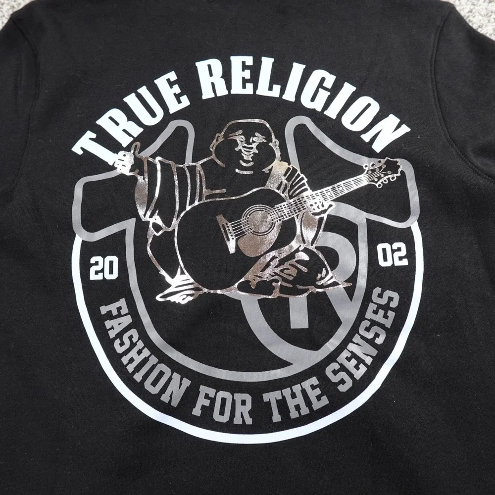 NEW True Religion Hoodie Mens S Black Buddha Full‎ Zip Sweatshirt Jacket Sweater
